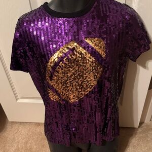 Women’s Purple (LSU) Sequin Football Graphic Shirt